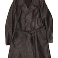 Vintage Mens Double Breasted Leather Coat UK 38 Medium Black