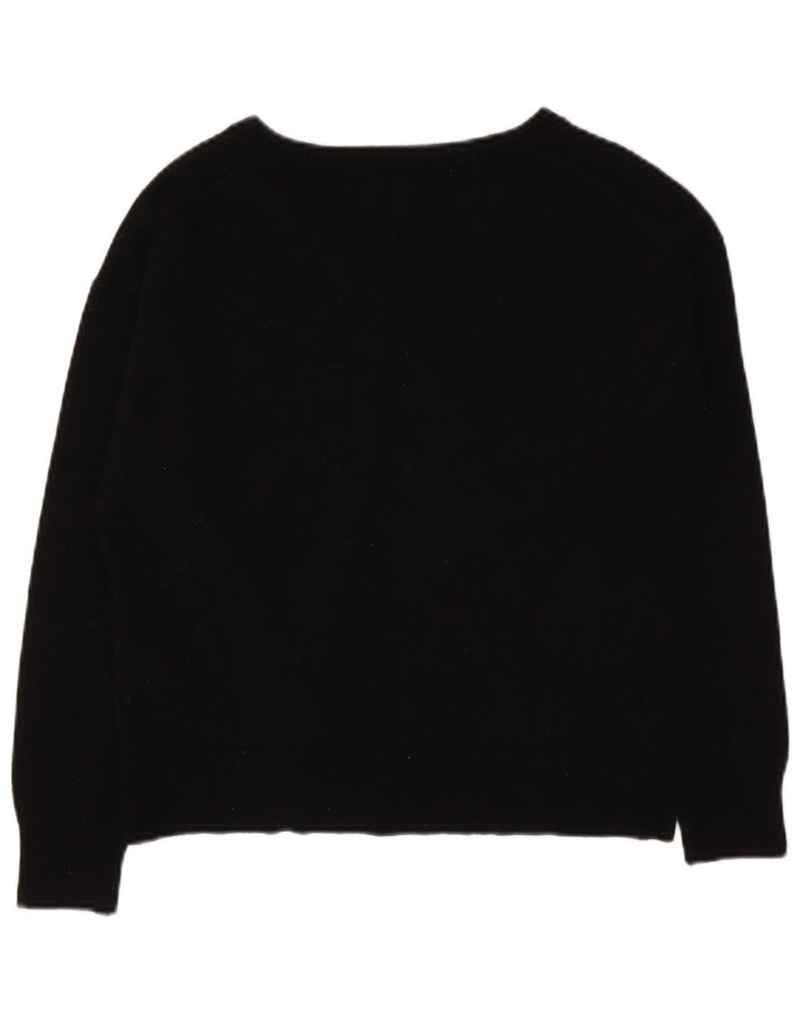Massimo Dutti Womens V-Neck Jumper Sweater UK 14 Medium Black Wool