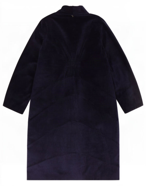 Ghungroo Womens Velvet Overcoat One Size Navy Blue Floral Cotton