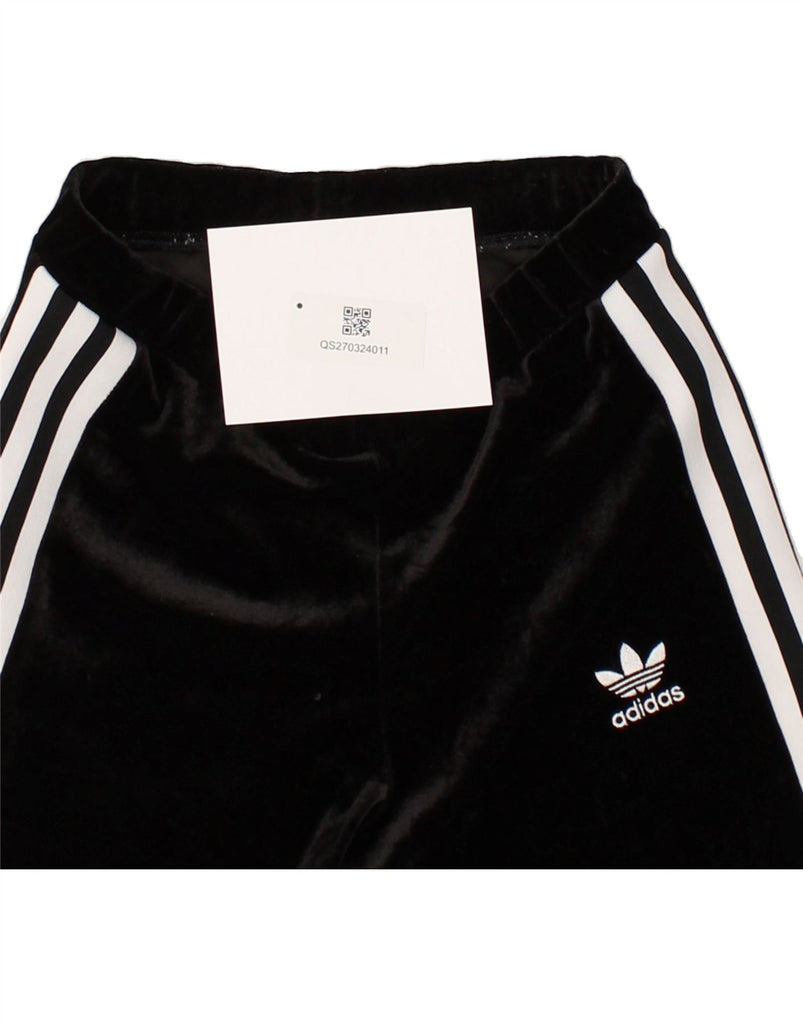 ADIDAS Womens Velour Tracksuit Trousers UK 4 XS Black Polyester | Vintage Adidas | Thrift | Second-Hand Adidas | Used Clothing | Messina Hembry 