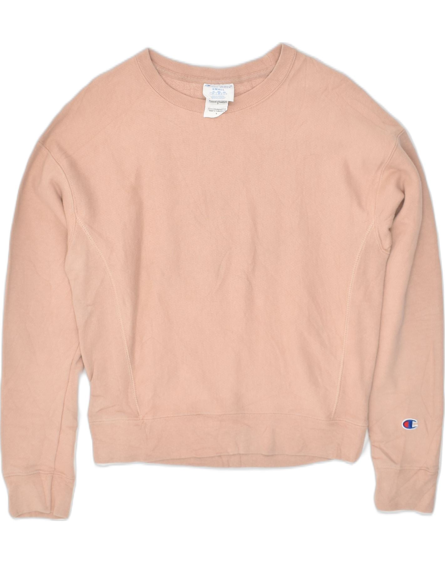 CHAMPION Womens Oversized Sweatshirt Jumper UK 10 Small Beige