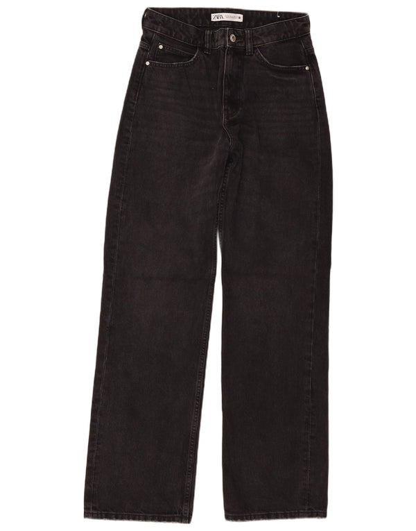 Zara Womens High Waist Wide Leg Jeans EU 36 XS W26 L32 Black