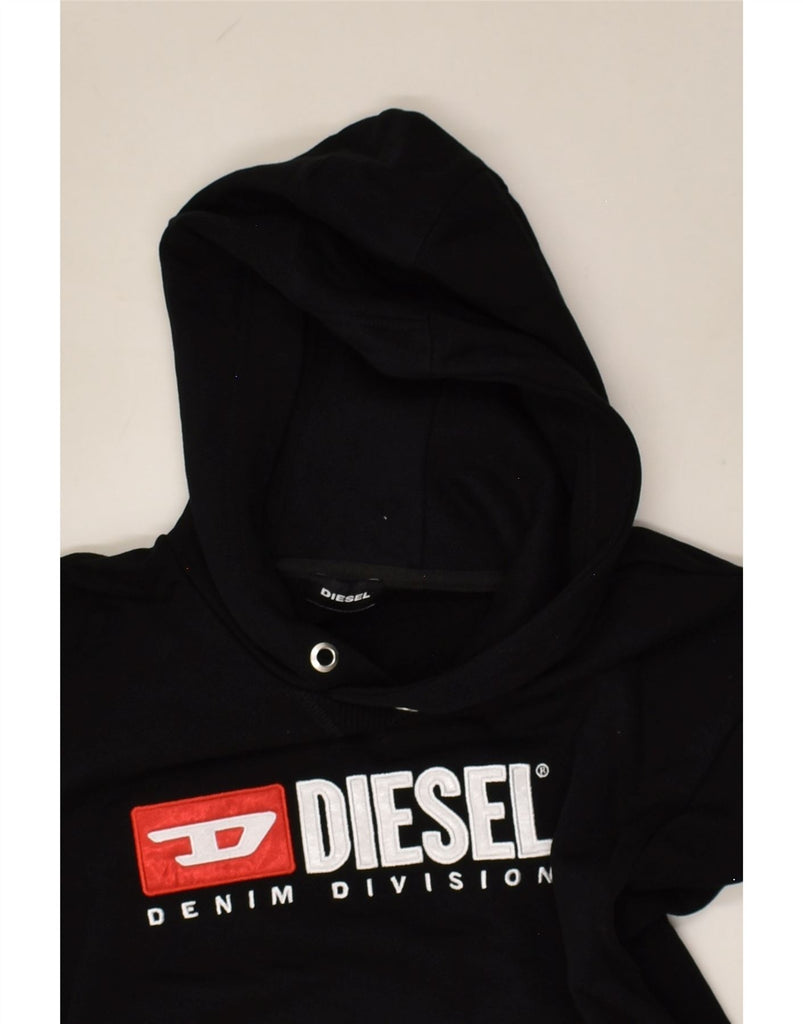 DIESEL Girls Graphic Hoodie Jumper 12-13 Years Black Cotton | Vintage Diesel | Thrift | Second-Hand Diesel | Used Clothing | Messina Hembry 