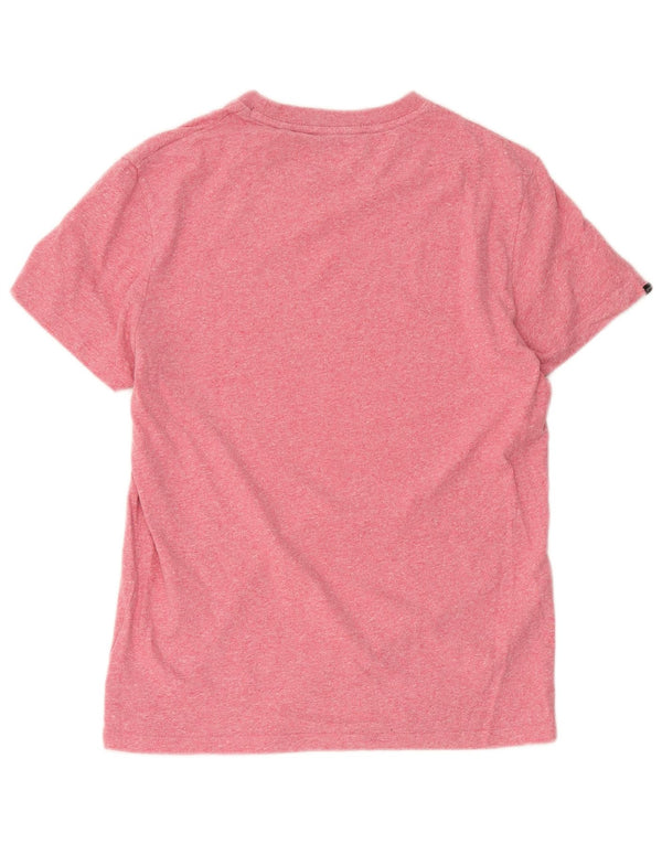 Superdry Mens T-Shirt Top Medium Pink Flecked Cotton