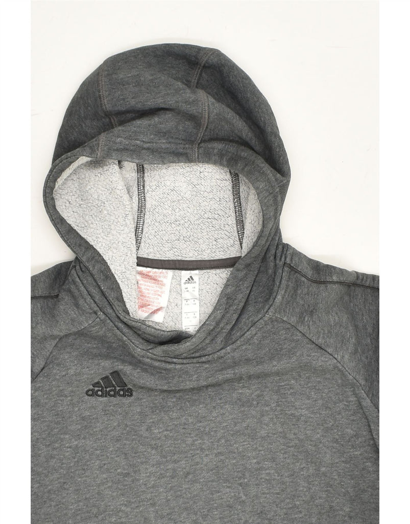 ADIDAS Boys Hoodie Jumper 7-8 Years Grey Cotton | Vintage Adidas | Thrift | Second-Hand Adidas | Used Clothing | Messina Hembry 