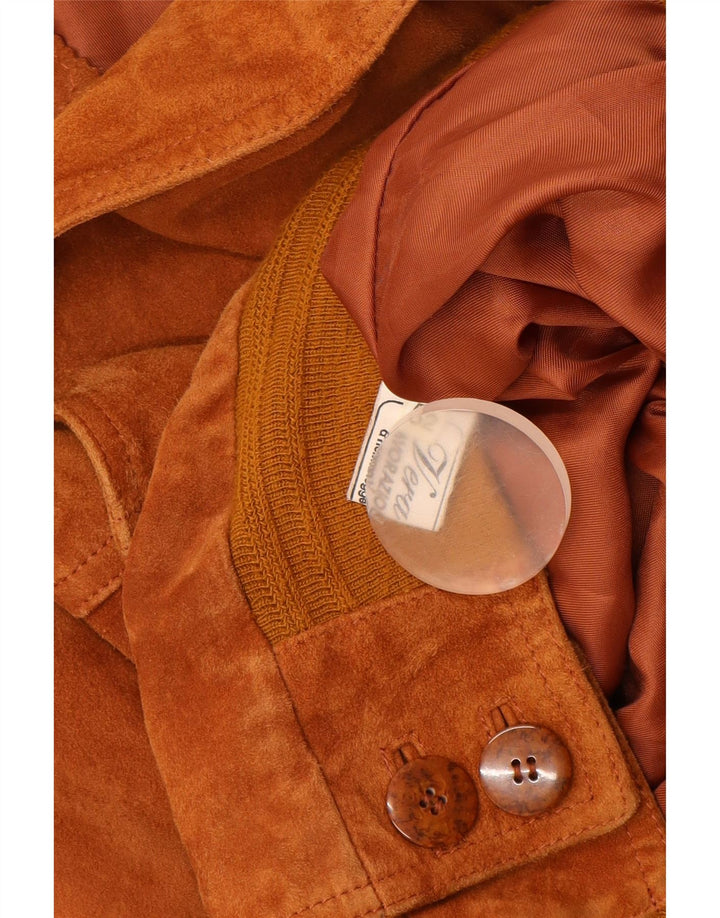 VINTAGE Mens Suede Bomber Jacket IT 52 XL Beige Leather