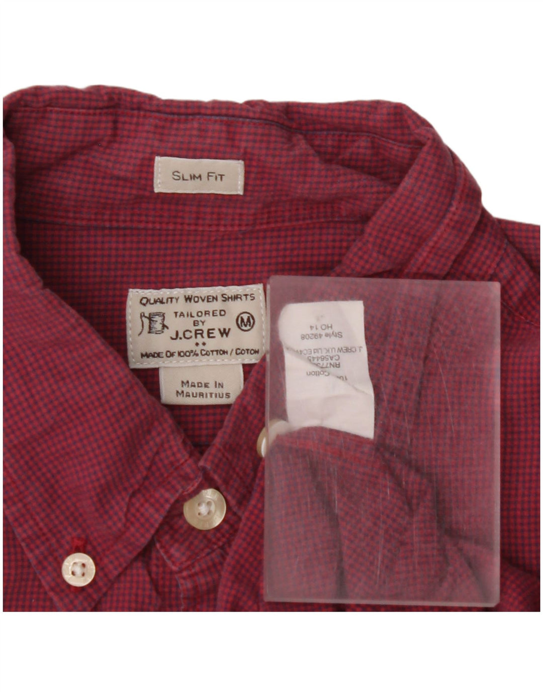 J. CREW Mens Tailored Slim Fit Shirt Medium Red Check Cotton