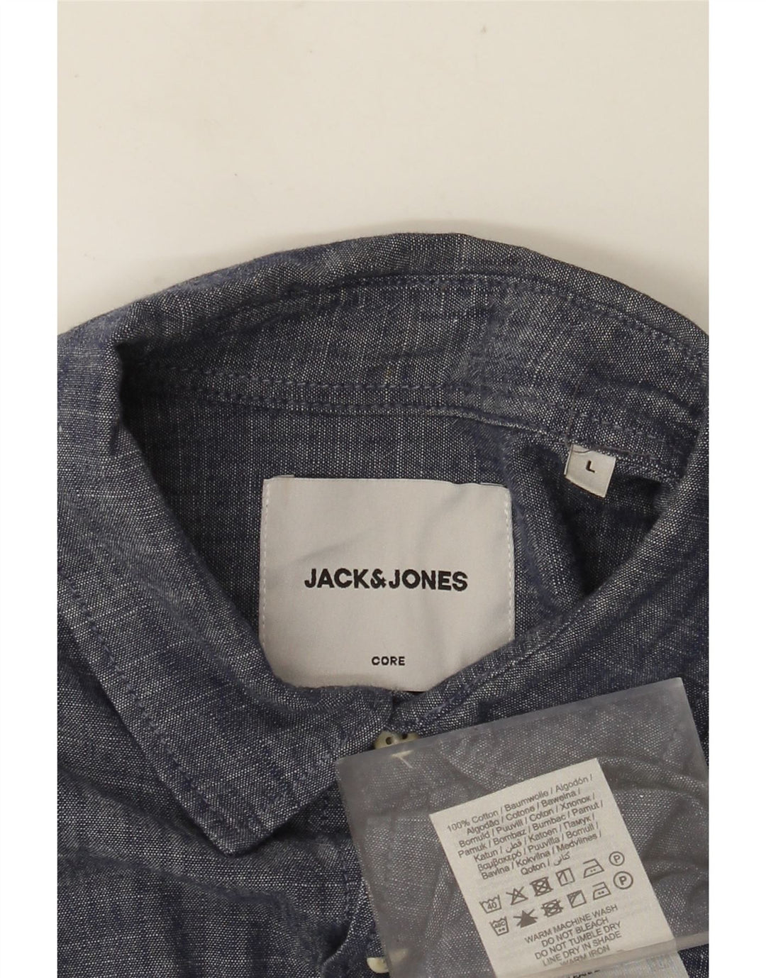 JACK & JONES Mens Core Shirt Large Navy Blue Flecked Cotton