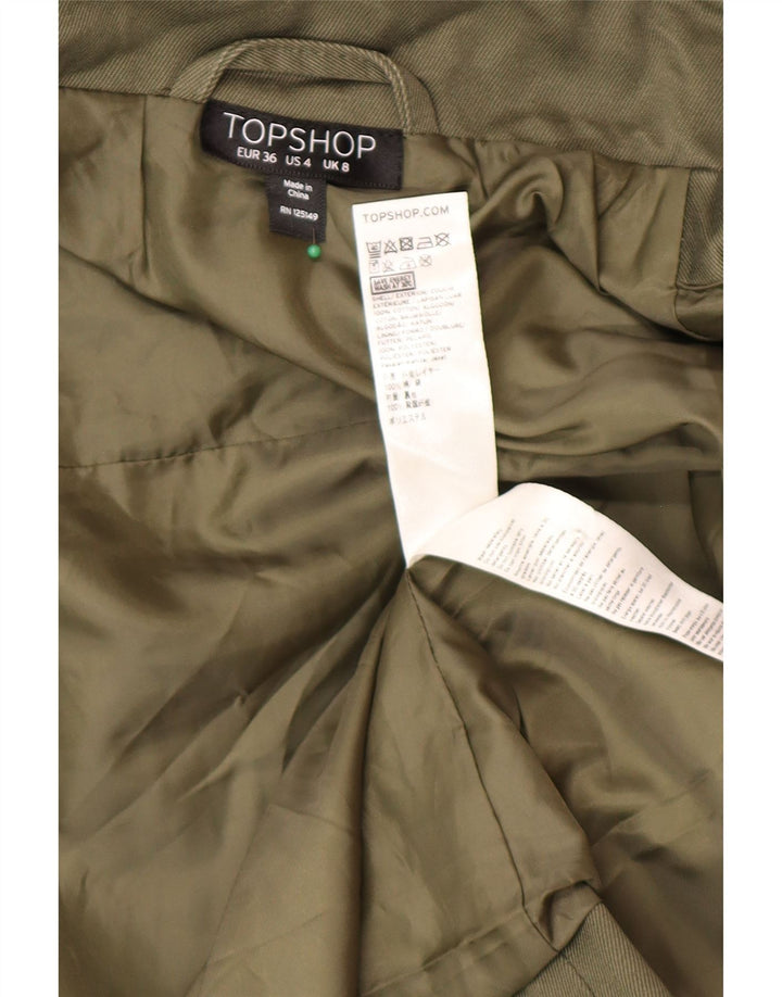 Topshop Womens Utility Jacket UK 8 Small Khaki Cotton