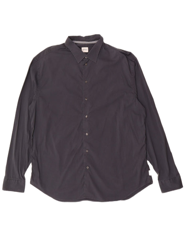 Armani Collezioni Mens Shirt 2XL Navy Blue Cotton