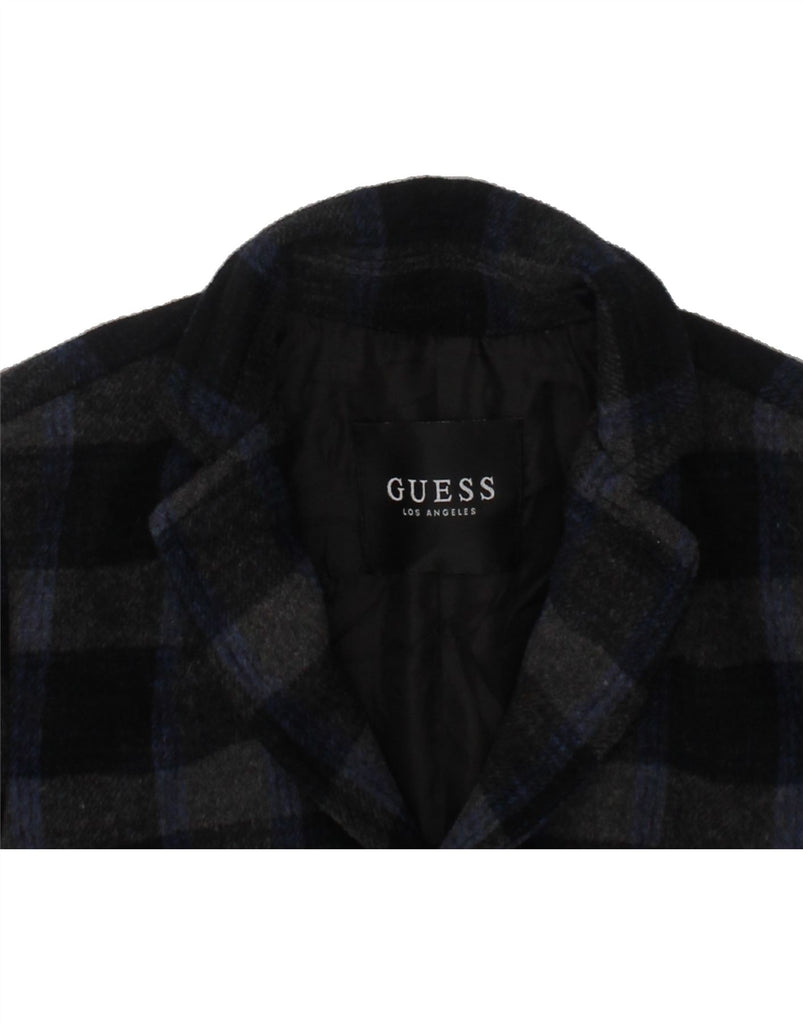 GUESS Baby Boys Overcoat 6-9 Months Navy Blue Check Vintage Guess and Second-Hand Guess from Messina Hembry 