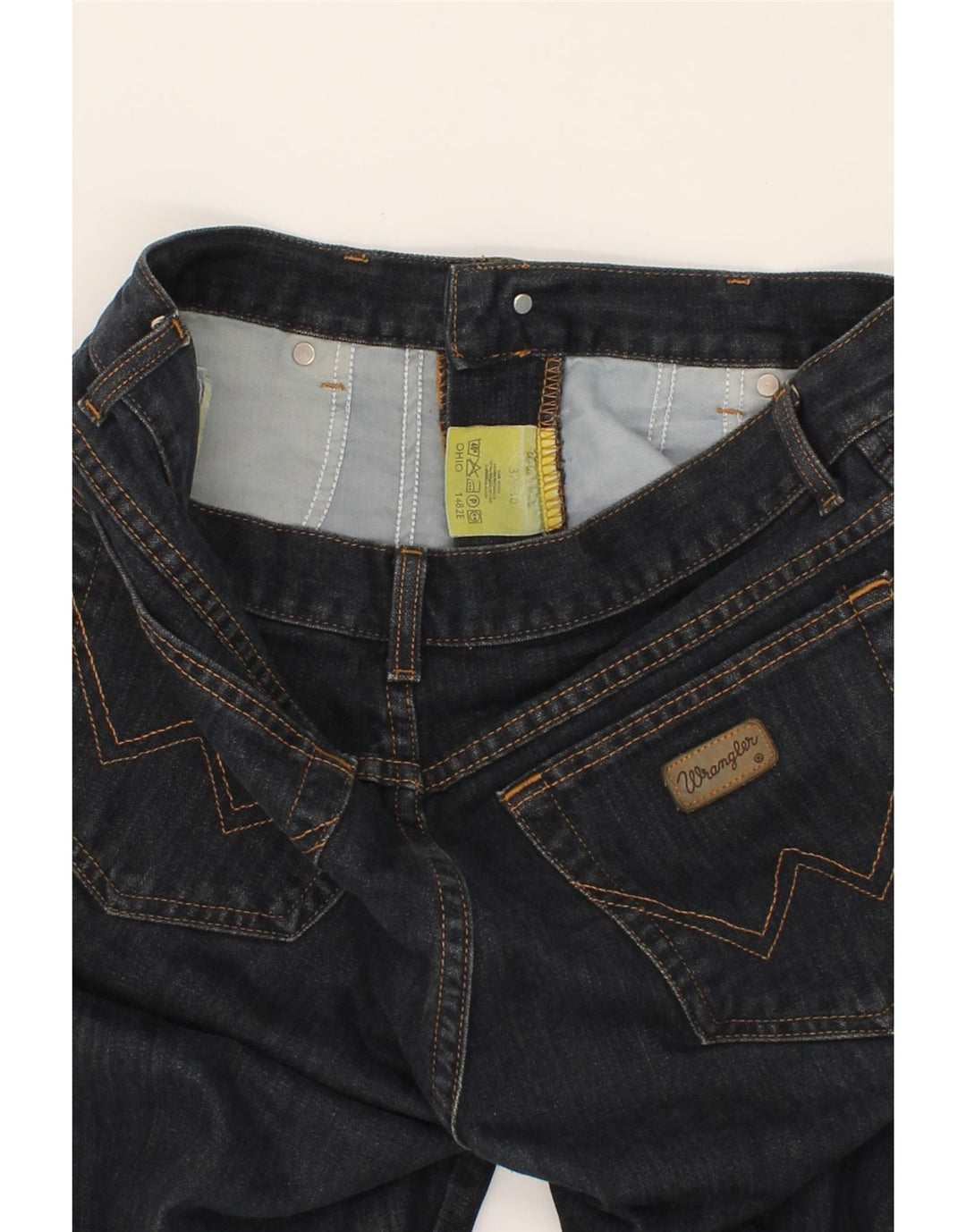 WRANGLER Mens Straight Jeans W32 L30 Navy Blue Cotton