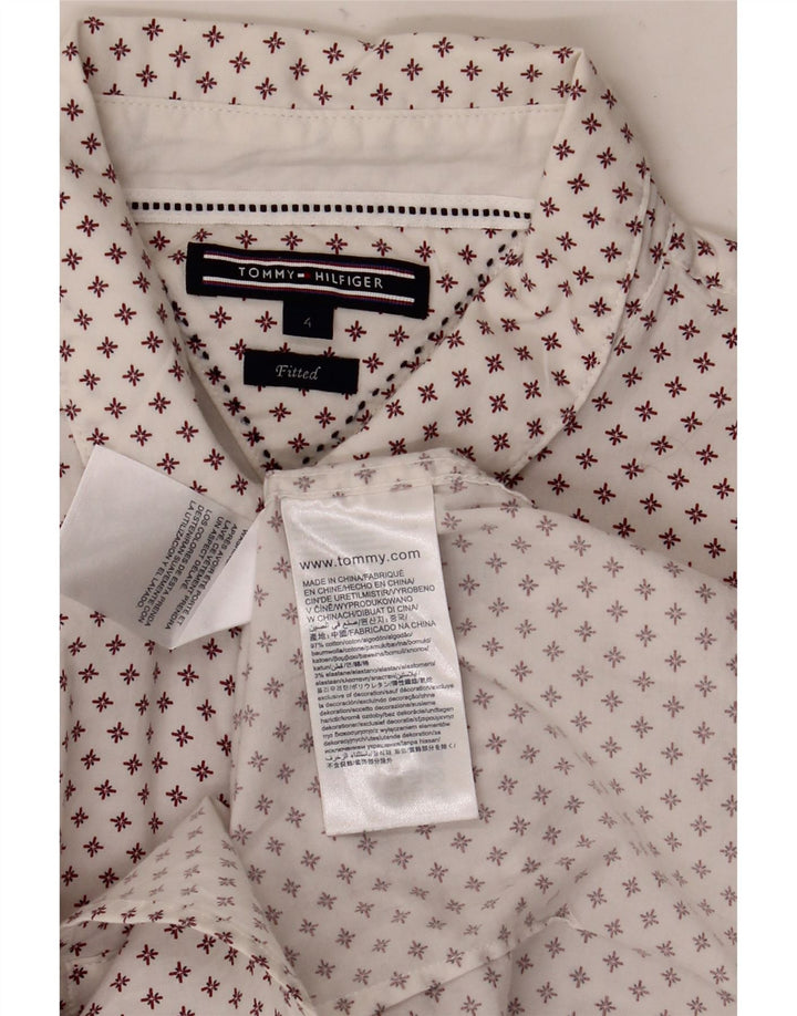 Tommy Hilfiger Womens Fitted Abstract Pattern Shirt US 4 Small White Cotton