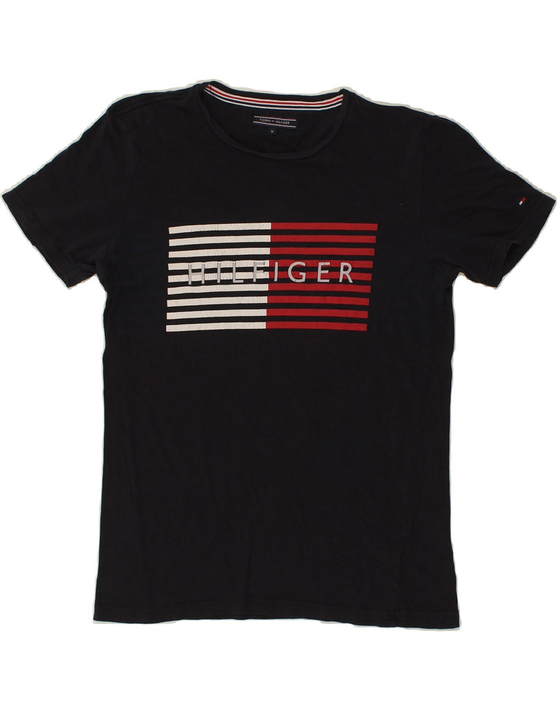 TOMMY HILFIGER Mens Graphic T-Shirt Top Medium Navy Blue Cotton Vintage Tommy Hilfiger and Second-Hand Tommy Hilfiger from Messina Hembry 