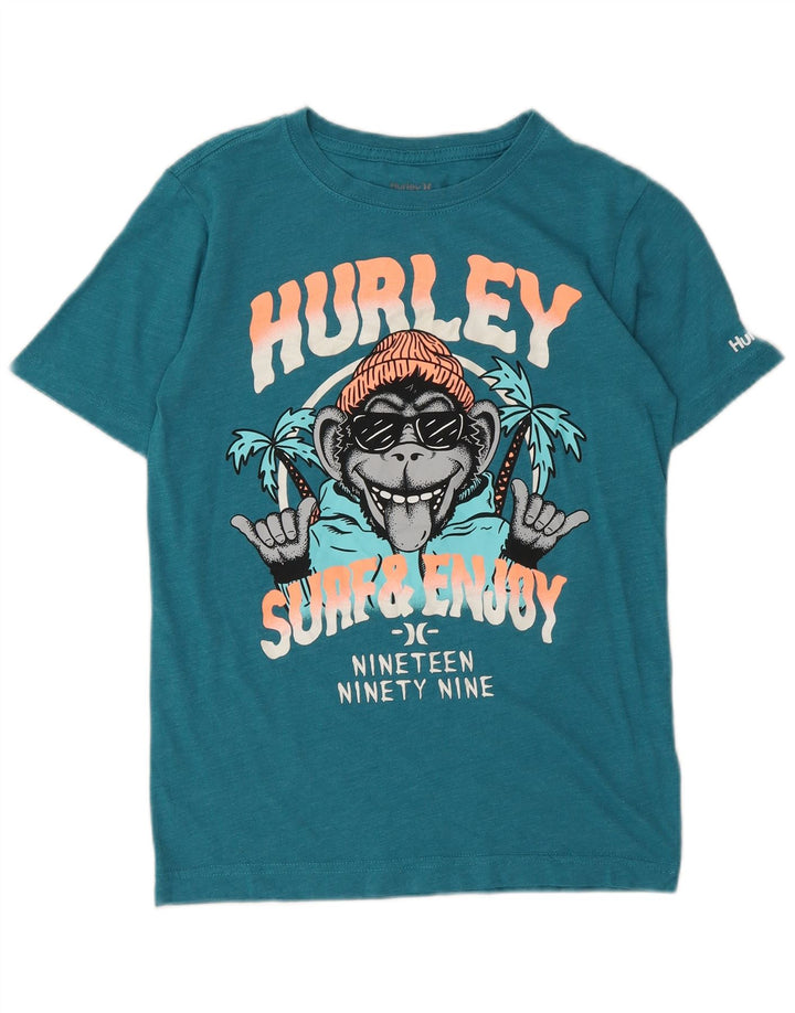 Hurley Boys Graphic T-Shirt Top 10-11 Years Medium Blue Cotton