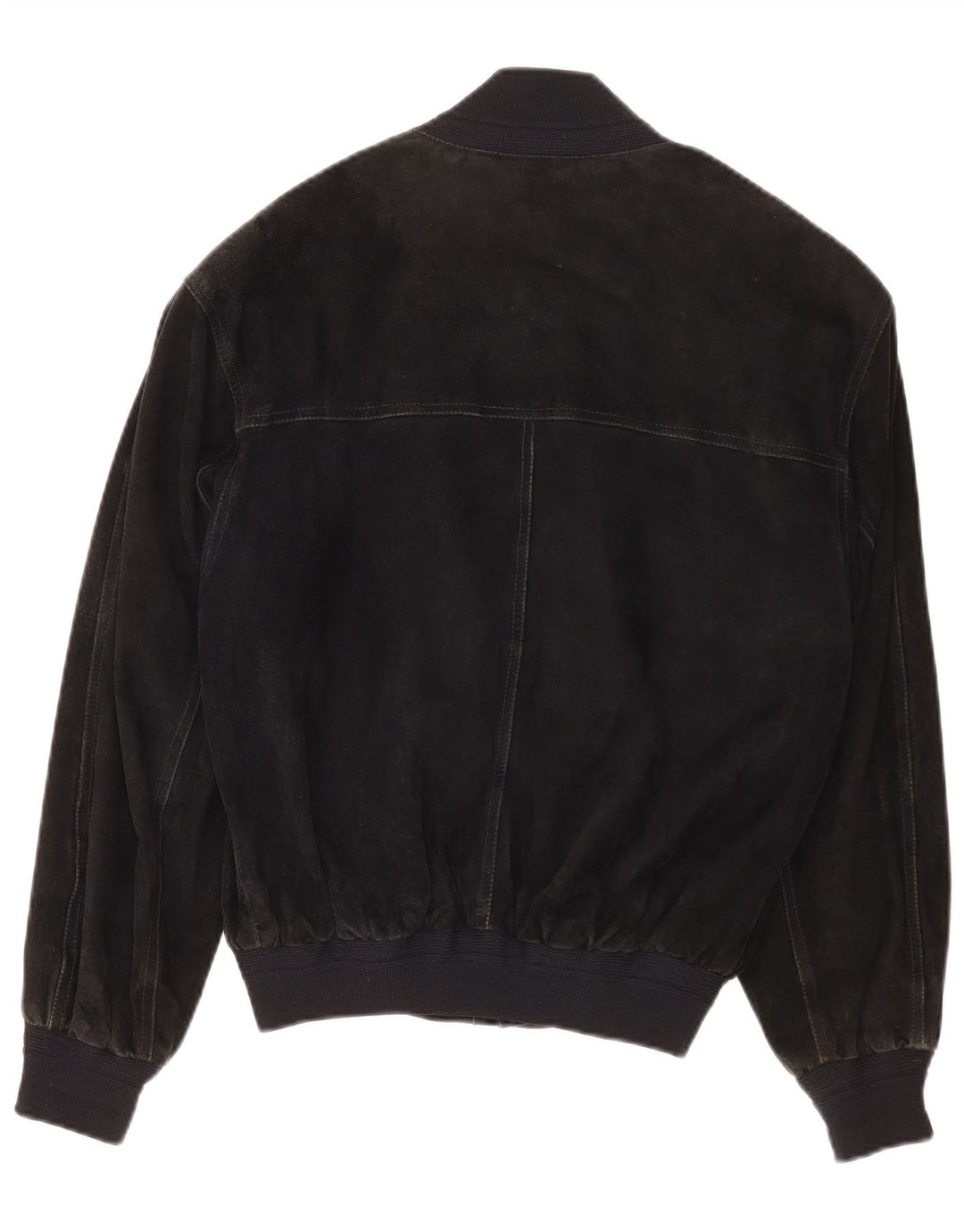 Vintage Mens Suede Bomber Jacket IT 48 Medium Black Leather