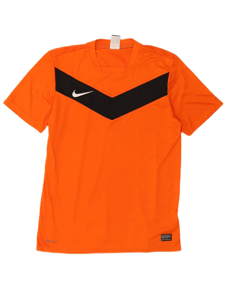 Nike Mens T-Shirt Top Medium Orange Colourblock Polyester