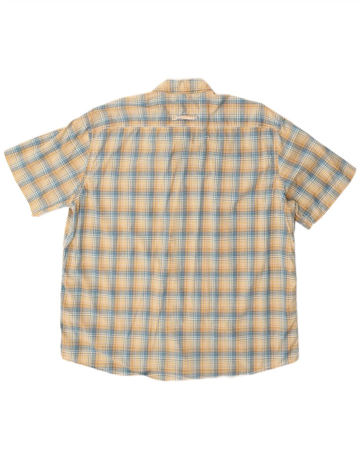 Camel Active Mens Regular Fit Short Sleeve Shirt 2XL Yellow Check Cotton