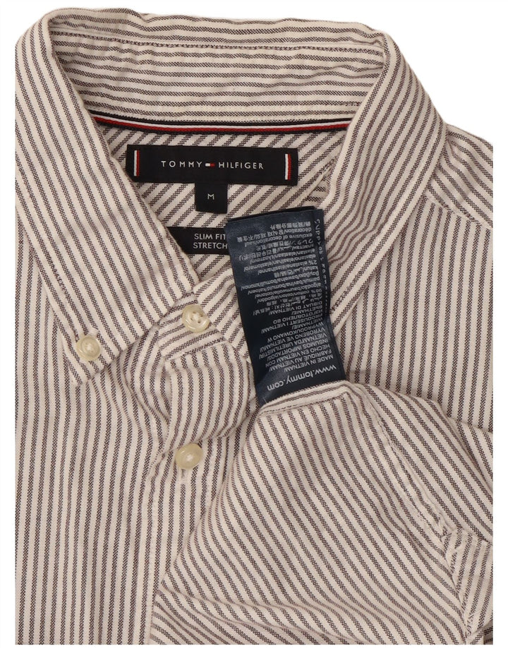Tommy Hilfiger Mens Slim Fit Shirt Medium Grey Pinstripe Cotton