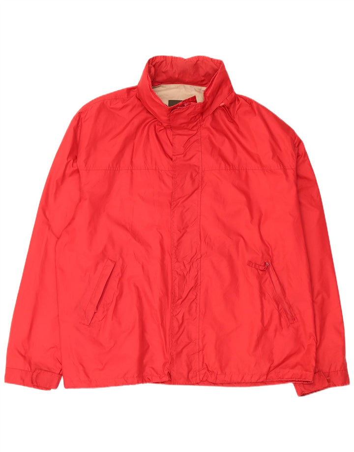 HENRY COTTONS Mens Hooded Rain Jacket IT 56 3XL Red Polyamide