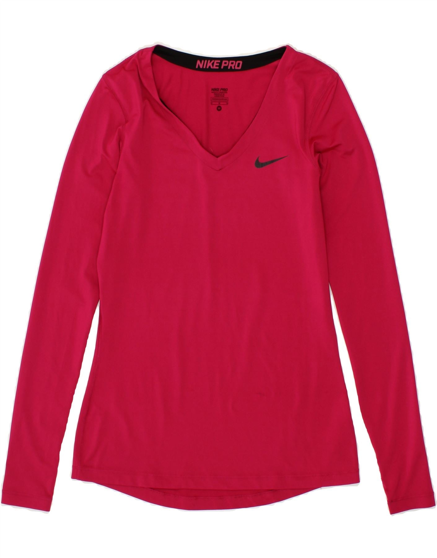 NIKE Womens Top Long Sleeve UK 12 Medium Pink Vintage Second