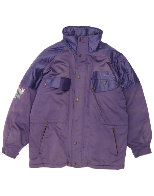 Sergio Tacchini Mens Loose Fit Padded Jacket UK 40 Large Purple Colourblock