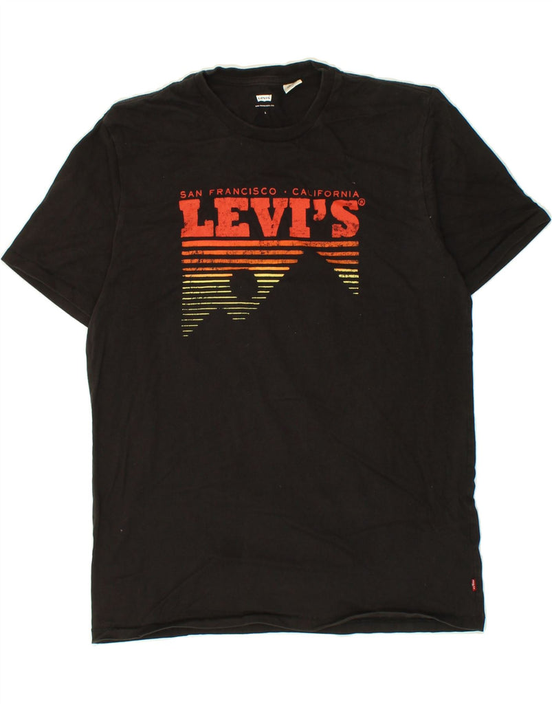 LEVI'S Womens Graphic T-Shirt Top UK 16 Large Black Cotton | Vintage Levi's | Thrift | Second-Hand Levi's | Used Clothing | Messina Hembry 