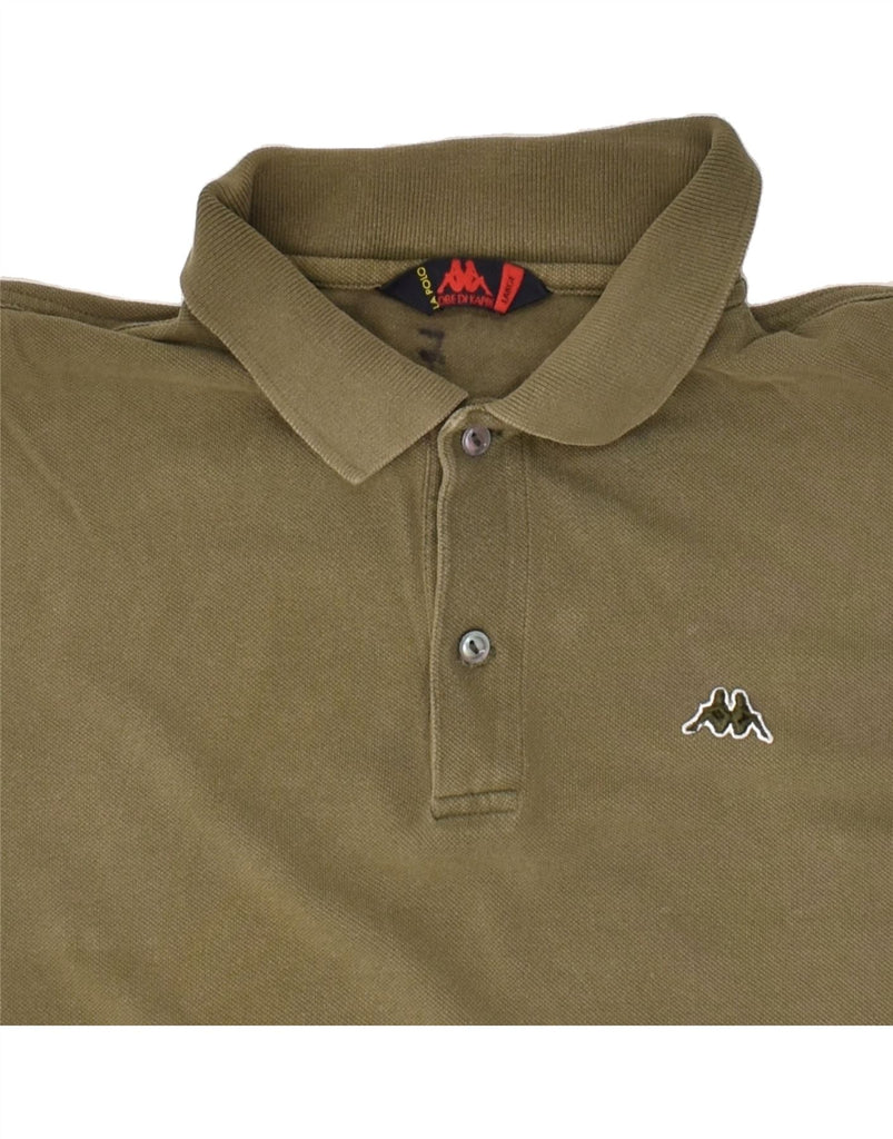 KAPPA Mens Polo Shirt Large Khaki Vintage Kappa and Second-Hand Kappa from Messina Hembry 