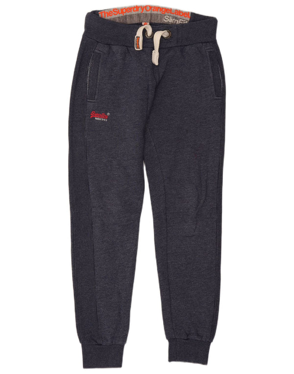 Superdry Mens Slim Fit Tracksuit Trousers Joggers Small  Navy Blue Cotton