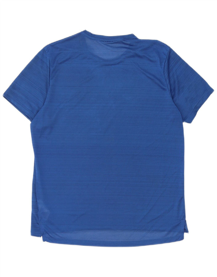 Nike Mens Dri Fit T-Shirt Top Medium Blue Pinstripe Polyester
