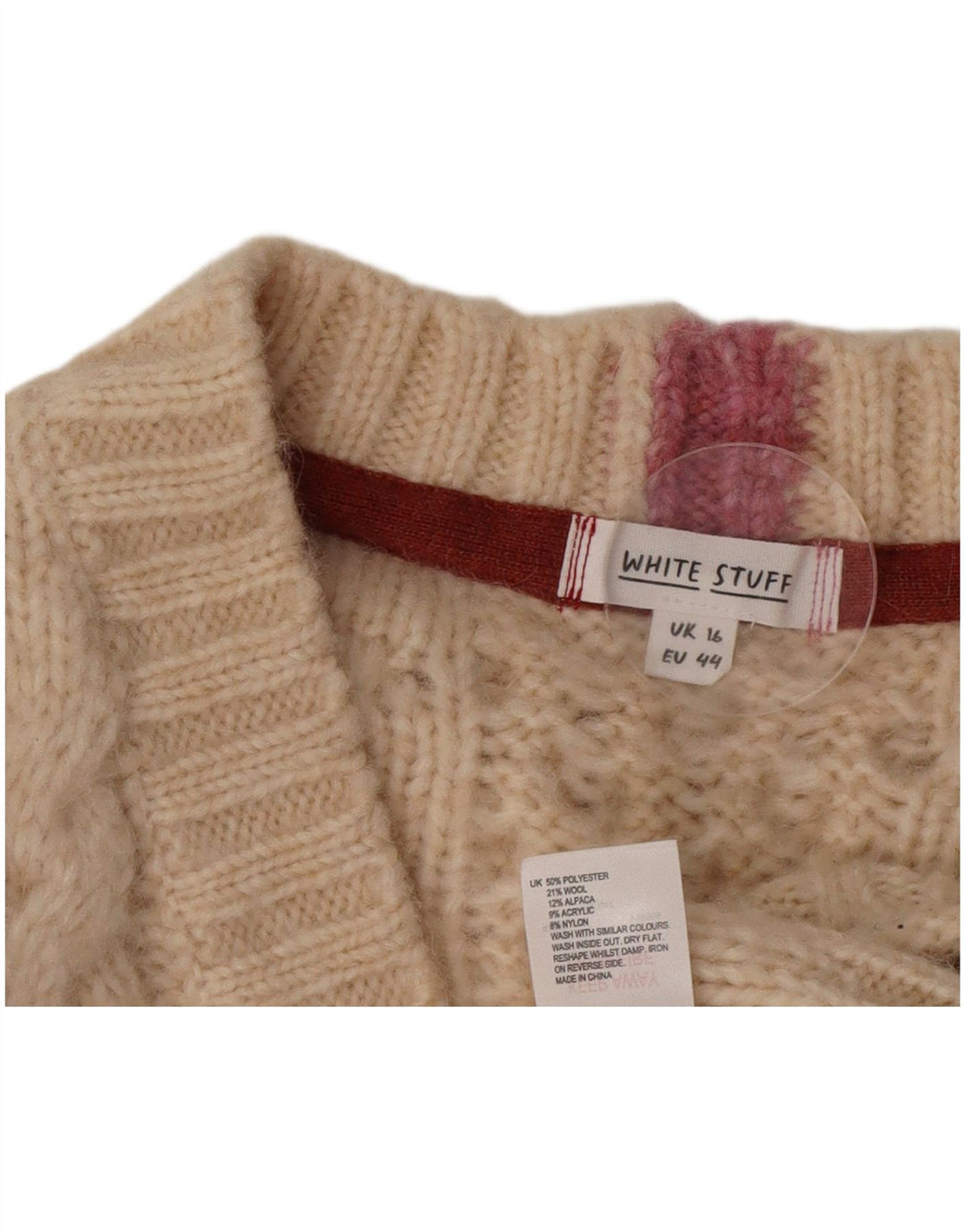 White Stuff Womens Cardigan Sweater UK 16 Large Beige Polyester