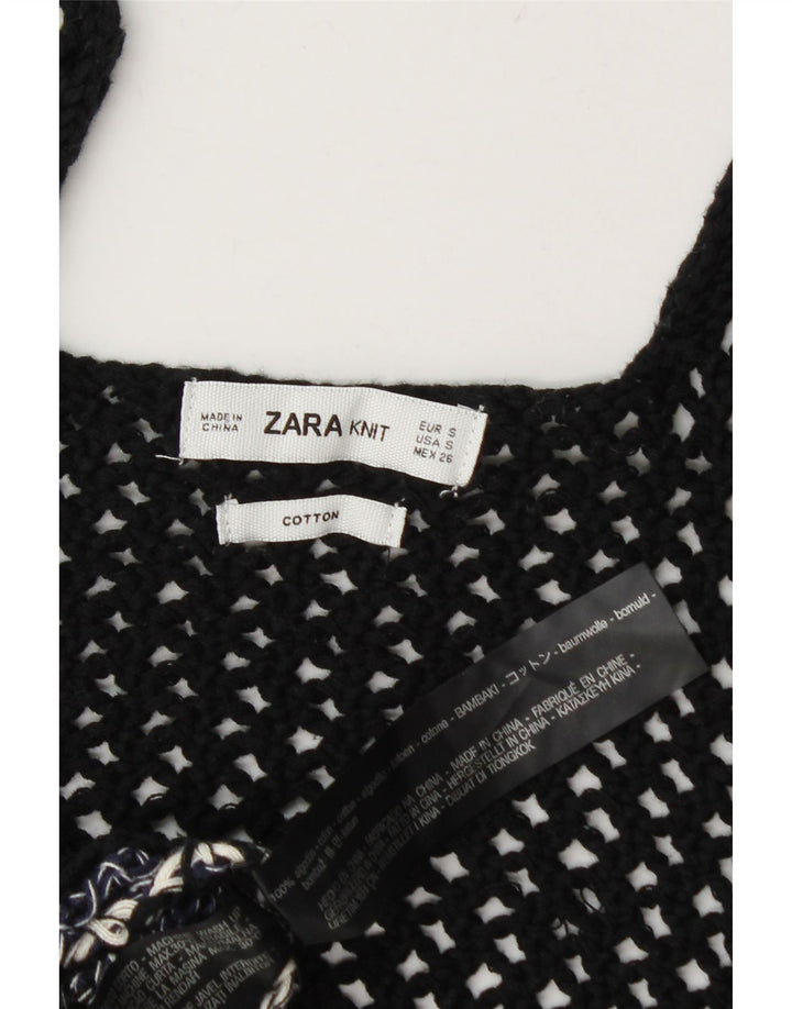 Zara Womens Oversized Sleeveless Blouse Top UK 10 Small Navy Blue Striped