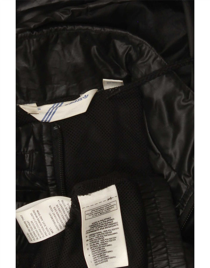 Adidas Womens Hooded Tracksuit Top Jacket EU 36 Small Black Polyester