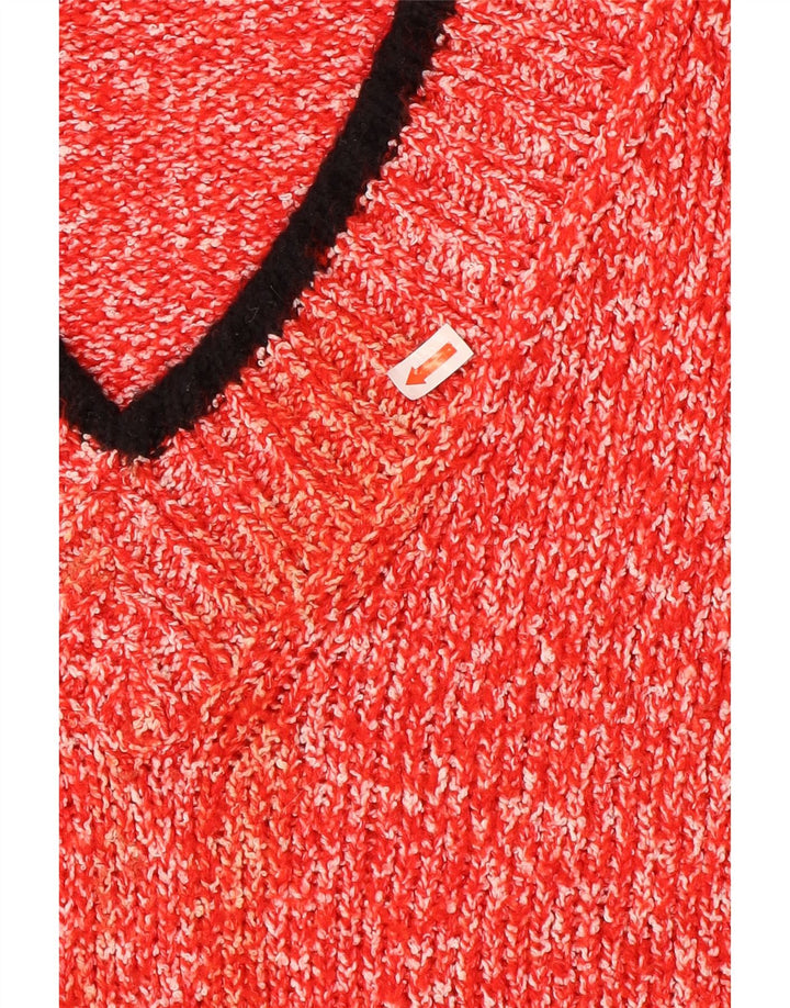 Marks & Spencer Womens V-Neck Jumper Sweater UK 16 Large Red Polyester