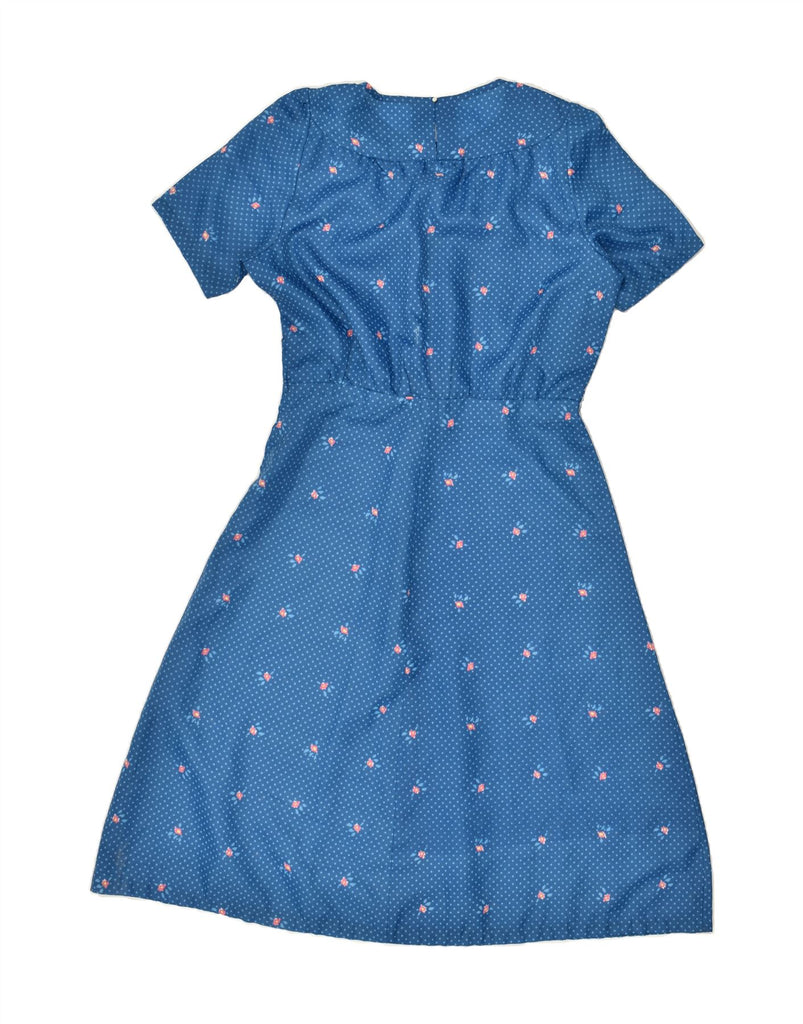 VINTAGE Womens A-Line Dress UK 12 Medium Blue Polka Dot | Vintage Vintage | Thrift | Second-Hand Vintage | Used Clothing | Messina Hembry 