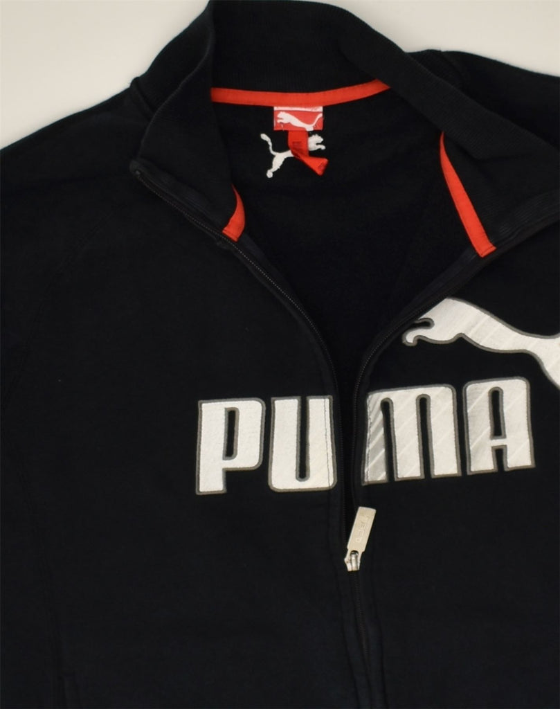 PUMA Mens Graphic Tracksuit Top Jacket Small Black Cotton | Vintage Puma | Thrift | Second-Hand Puma | Used Clothing | Messina Hembry 