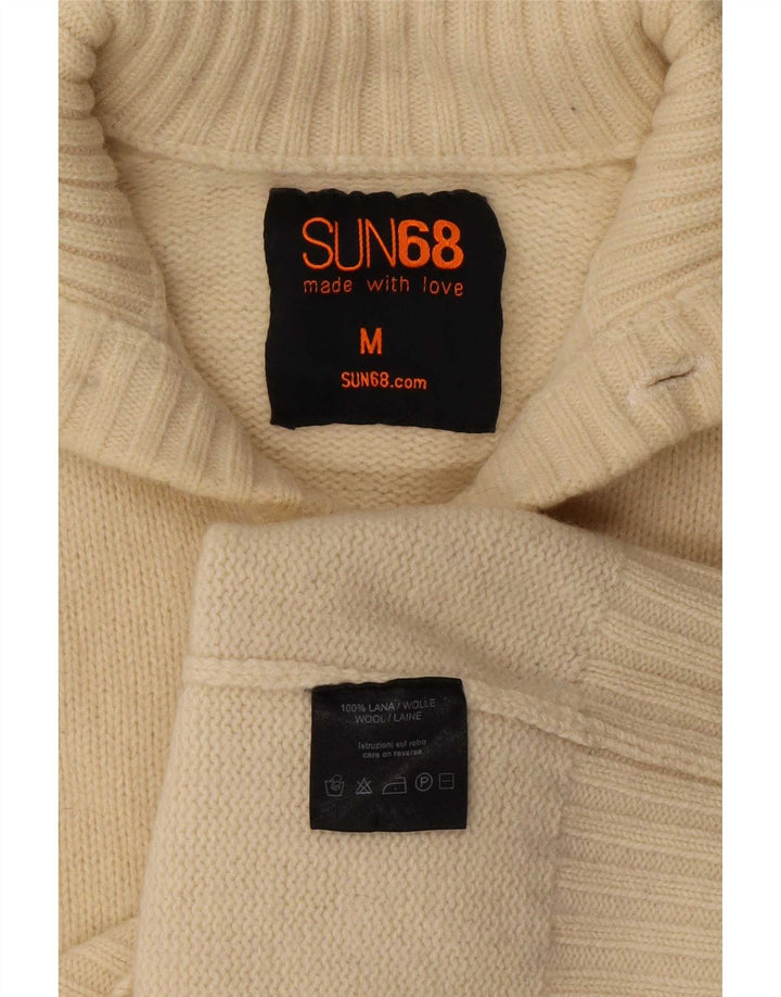 Sun68 Womens Cardigan Sweater UK 14 Medium Off White Wool