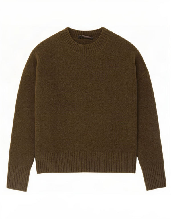 Zara Womens Oversized Boat Neck Jumper Sweater UK 10 Small Khaki Acrylic