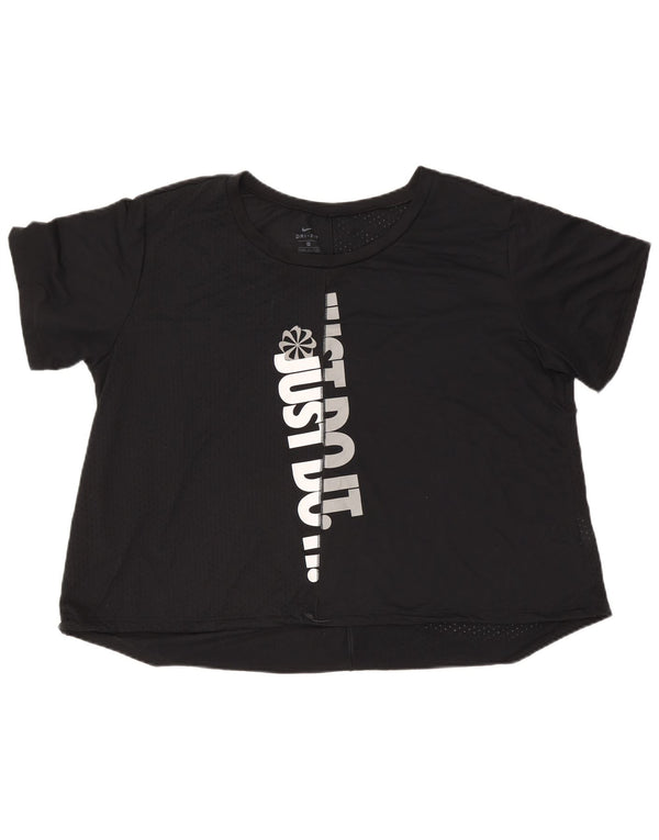 Nike Womens Dri Fit Oversized Graphic T-Shirt Top UK 20 2XL Black Polyester
