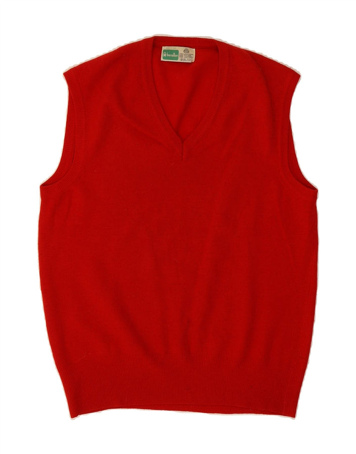 BENETTON Mens Vest Tank Top IT 50 Medium Red Wool Vintage Benetton and Second-Hand Benetton from Messina Hembry 