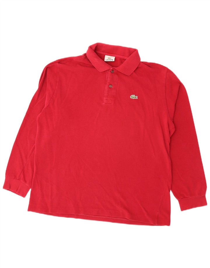 Lacoste Mens Long Sleeve Polo Shirt Size 5 Large Red Cotton