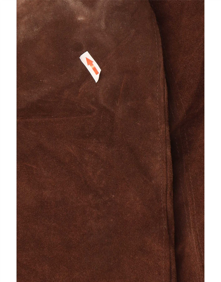 Pacific Air Forces Mens Suede Jacket IT 54 2XL Brown Leather