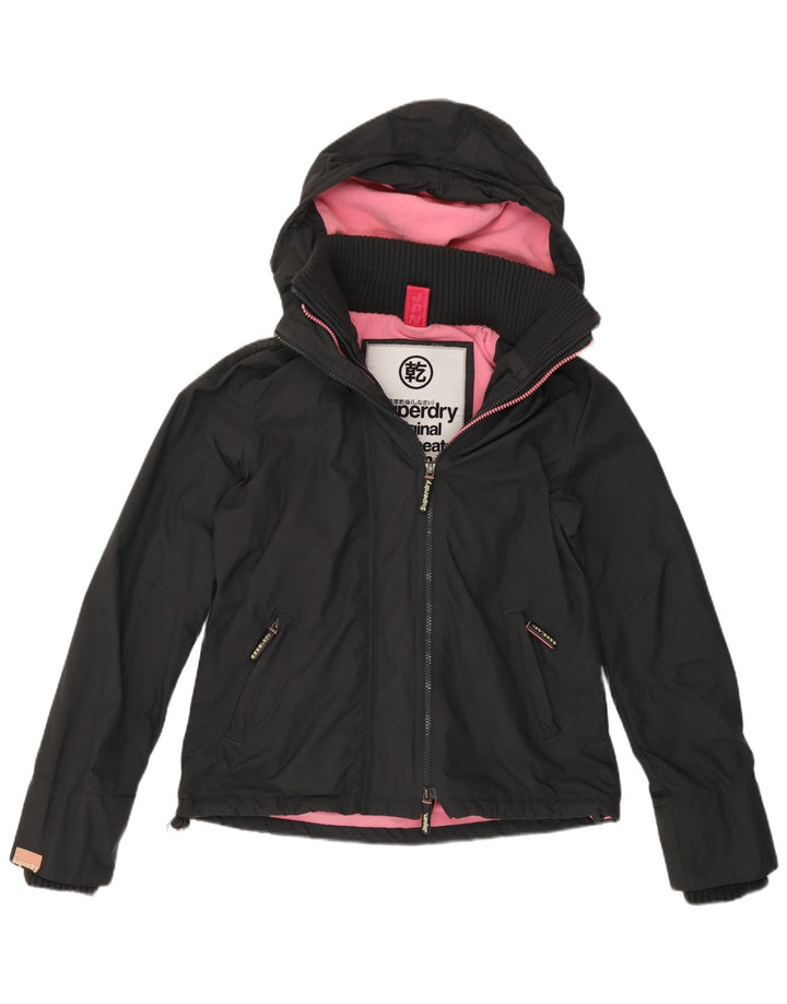 Superdry Womens Windcheater Hooded Windbreaker Jacket UK 14 Medium Grey