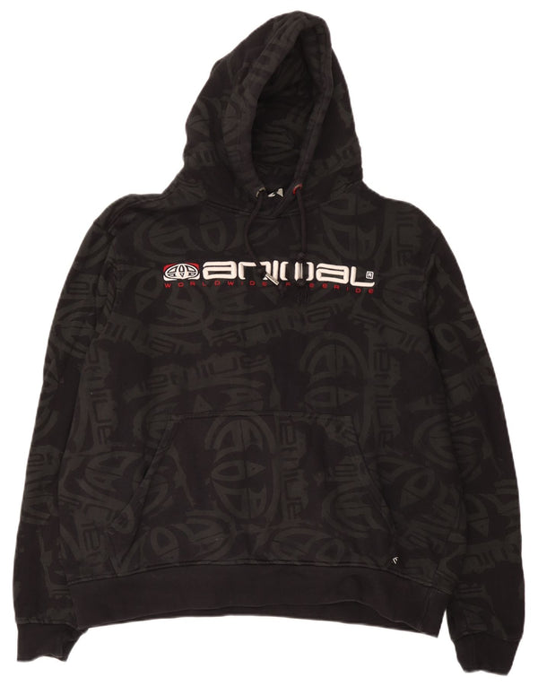Animal Womens Graphic Hoodie Jumper UK 18 XL Black Cotton