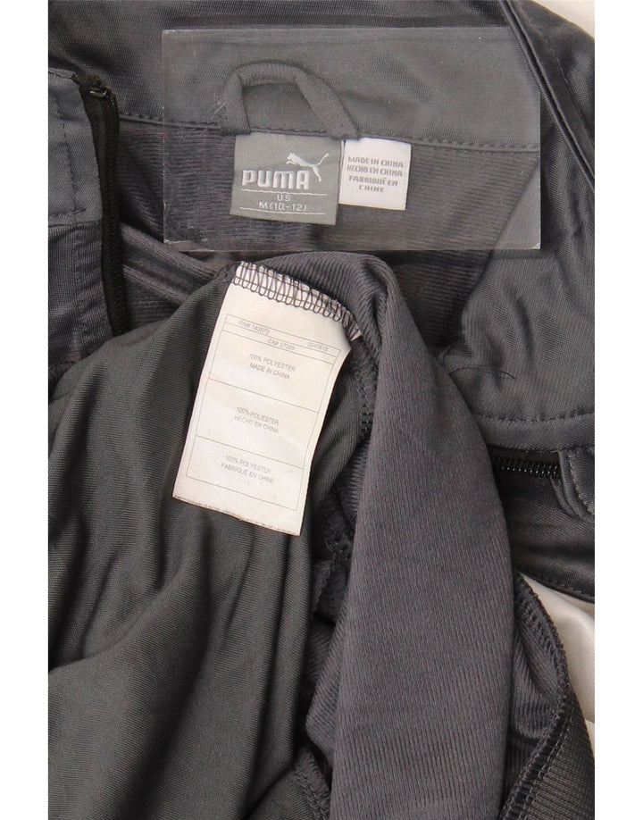 Puma Boys Tracksuit Top Jacket 10-11 Years Medium Grey Colourblock