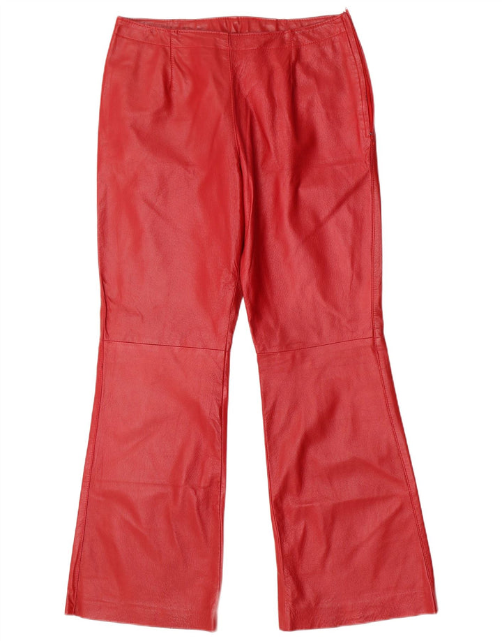 Conbipel Womens Flare Leather Trousers IT 46 Large W30 L30 Red Leather