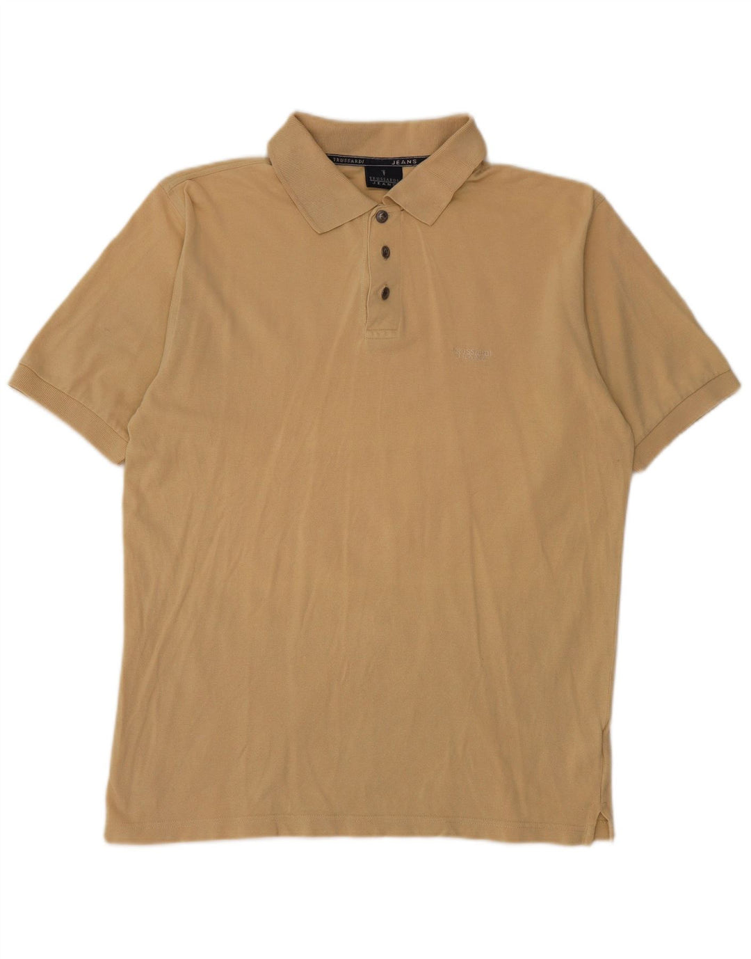 TRUSSARDI JEANS Mens Polo Shirt Medium Beige Cotton