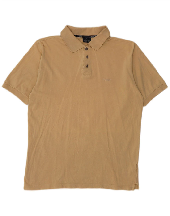 TRUSSARDI JEANS Mens Polo Shirt Medium Beige Cotton