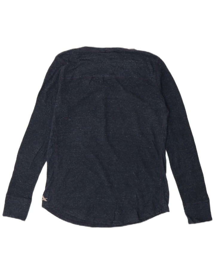 EDDIE BAUER Womens Top Long Sleeve UK 16 Large Navy Blue Cotton