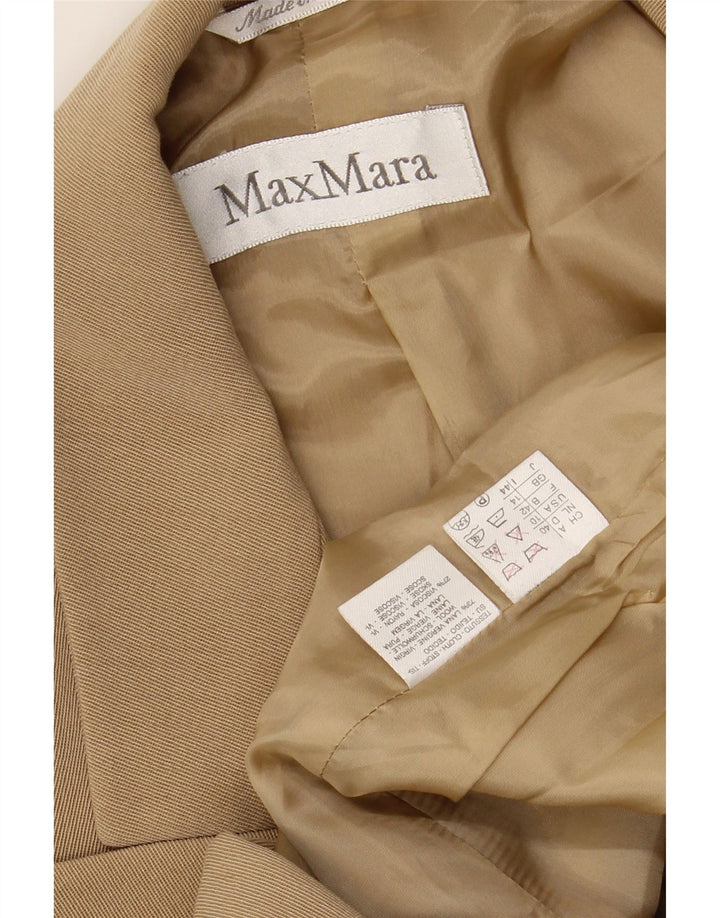 MAX MARA Womens Double Breasted Blazer Jacket UK 14 Large Beige Wool
